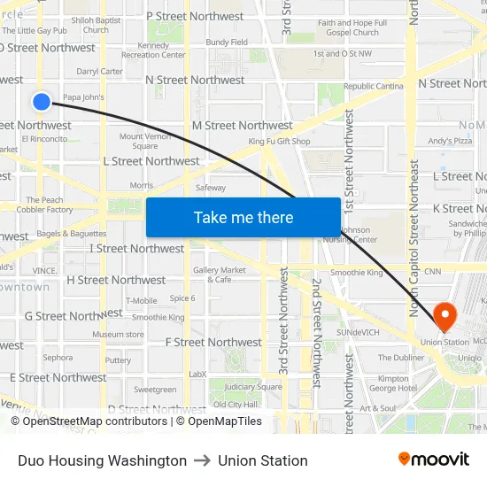Duo Housing Washington to Union Station map