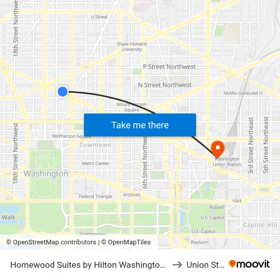 Homewood Suites by Hilton Washington D C Downtown to Union Station map