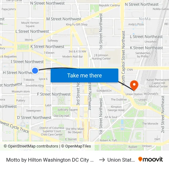 Motto by Hilton Washington DC City Center to Union Station map