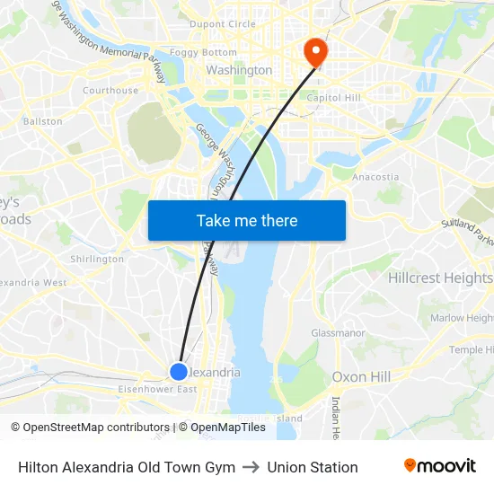 Hilton Alexandria Old Town Gym to Union Station map