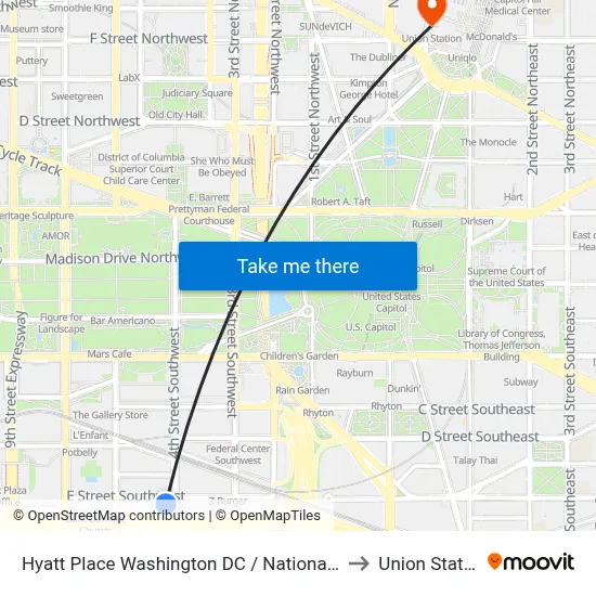 Hyatt Place Washington DC / National Mall to Union Station map