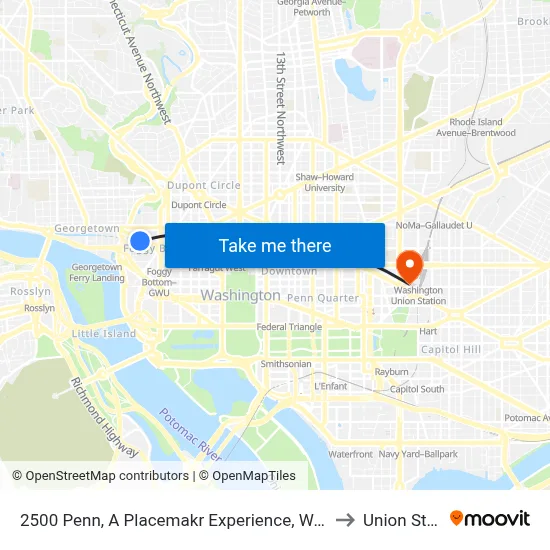 2500 Penn, A Placemakr Experience, Washington, Dc to Union Station map