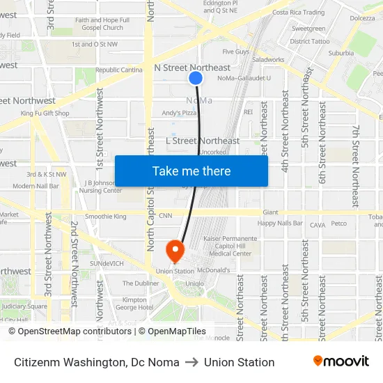 Citizenm Washington, Dc Noma to Union Station map