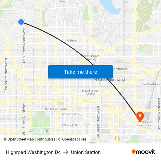 Highroad Washington Dc to Union Station map