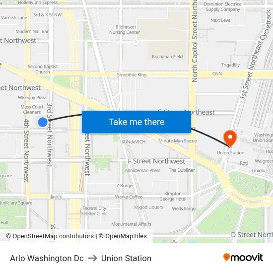 Arlo Washington Dc to Union Station map