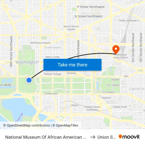 National Museum Of African American History And Culture to Union Station map