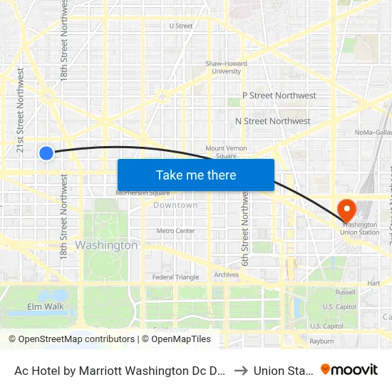 Ac Hotel by Marriott Washington Dc Downtown to Union Station map