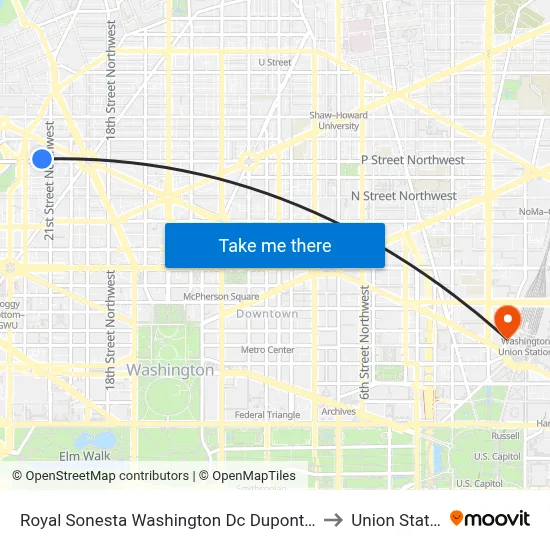 Royal Sonesta Washington Dc Dupont Circle to Union Station map