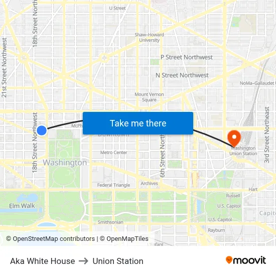Aka White House to Union Station map