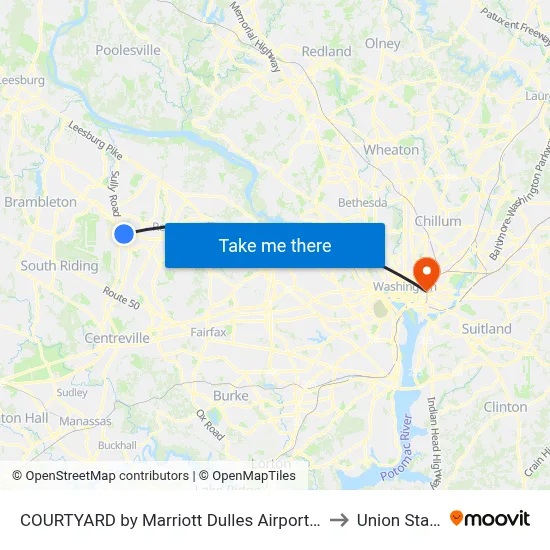 COURTYARD by Marriott Dulles Airport Herndon to Union Station map