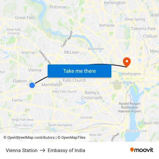Vienna Station to Embassy of India map