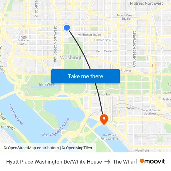 Hyatt Place Washington Dc/White House to The Wharf map