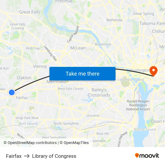 Fairfax to Library of Congress map