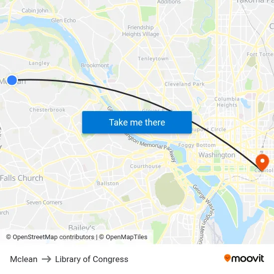 Mclean to Library of Congress map