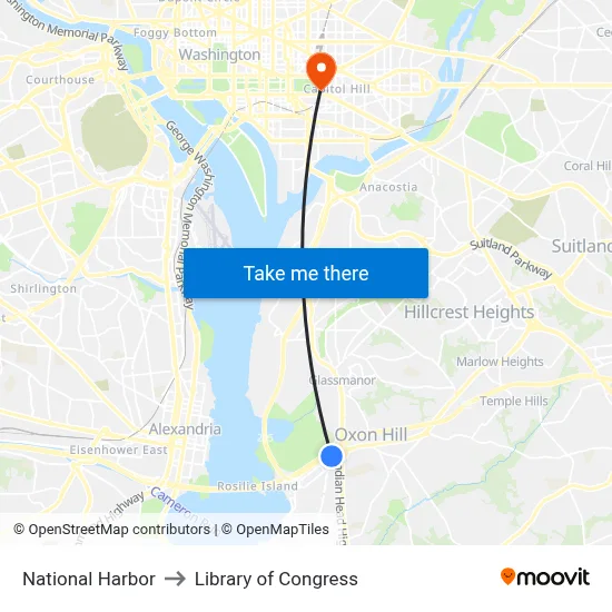 National Harbor to Library of Congress map