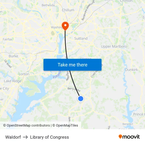 Waldorf to Library of Congress map