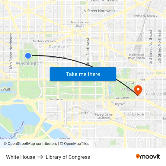 White House to Library of Congress map