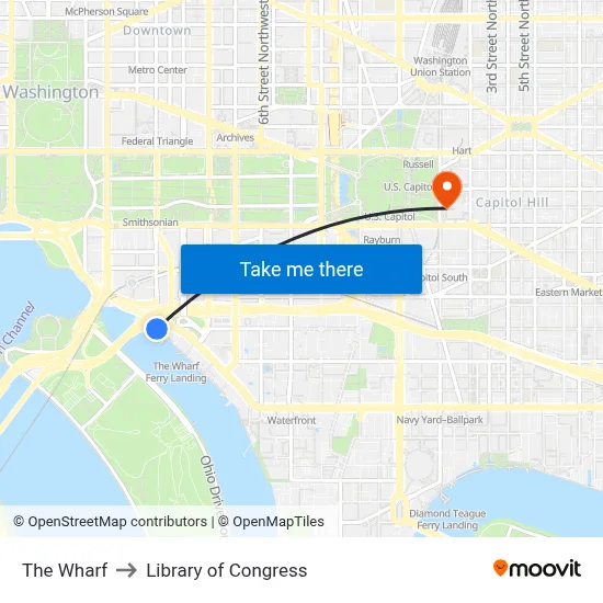 The Wharf to Library of Congress map