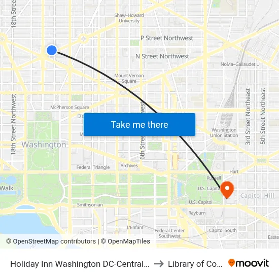 Holiday Inn Washington DC-Central/White House to Library of Congress map