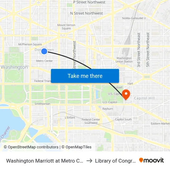 Washington Marriott at Metro Center to Library of Congress map