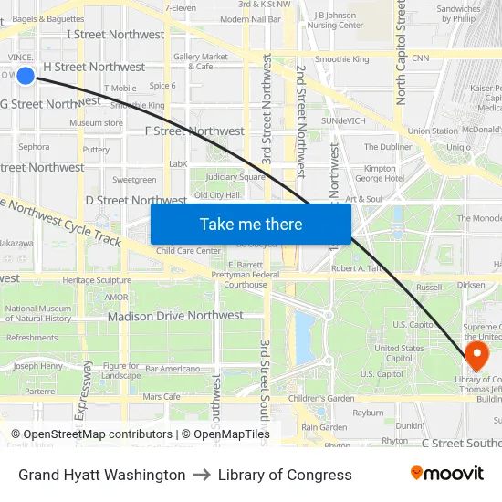 Grand Hyatt Washington to Library of Congress map