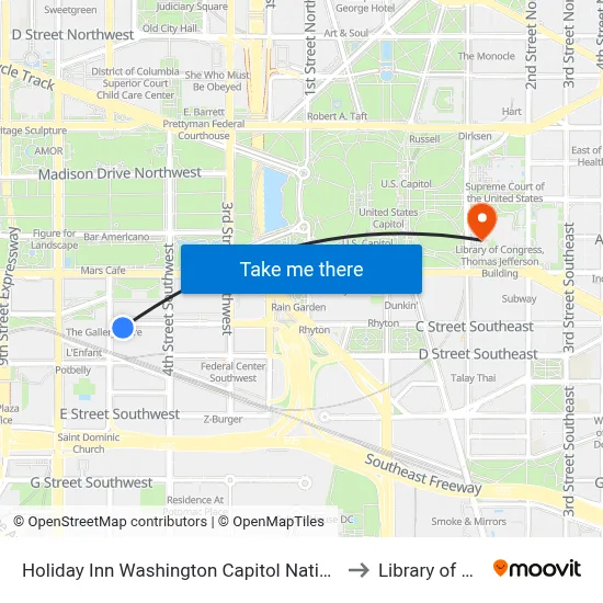 Holiday Inn Washington Capitol National Mall an IHG Hotel to Library of Congress map