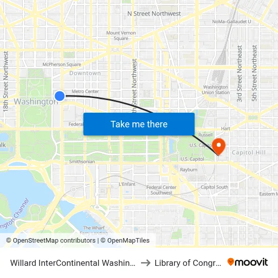 Willard InterContinental Washington to Library of Congress map