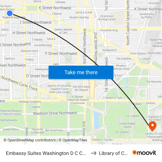 Embassy Suites Washington D C Convention Center to Library of Congress map
