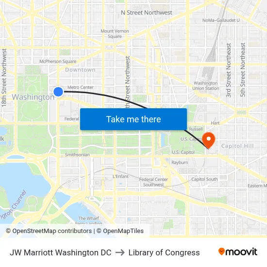 JW Marriott Washington DC to Library of Congress map