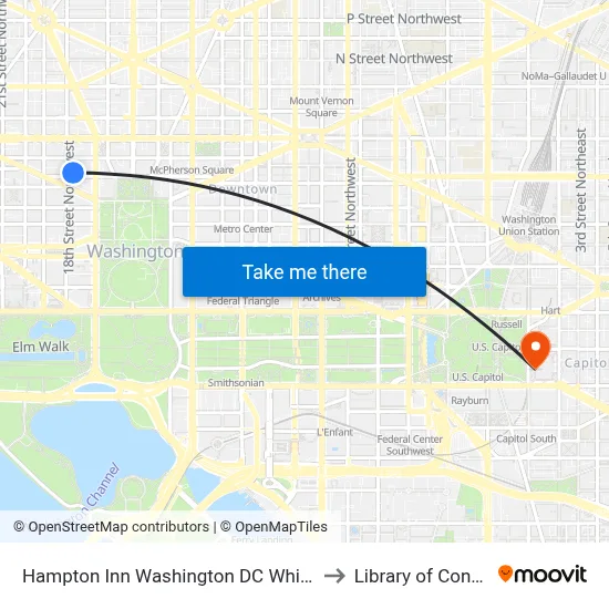 Hampton Inn Washington DC White House to Library of Congress map