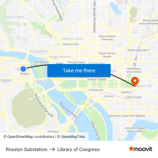 Rosslyn Substation to Library of Congress map