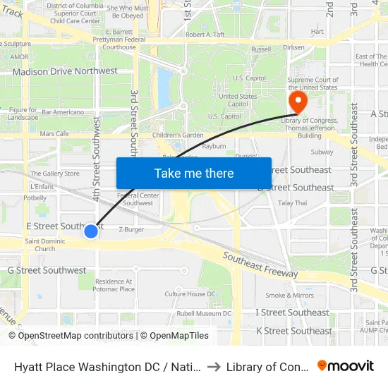 Hyatt Place Washington DC / National Mall to Library of Congress map