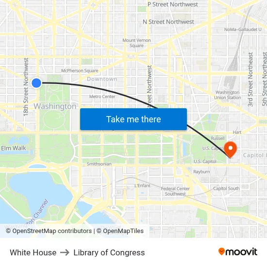 White House to Library of Congress map