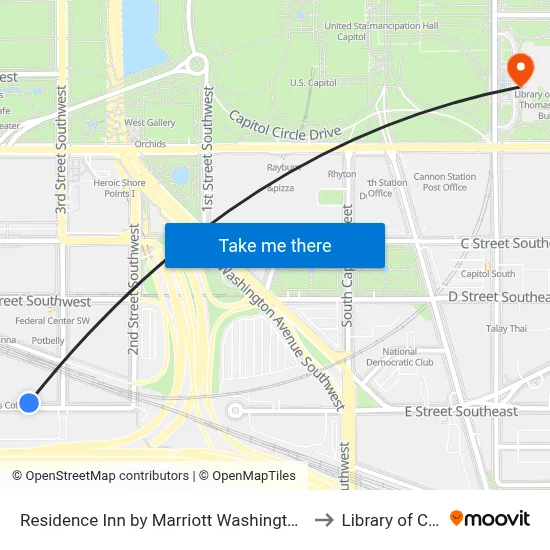 Residence Inn by Marriott Washington, DC National Mall to Library of Congress map