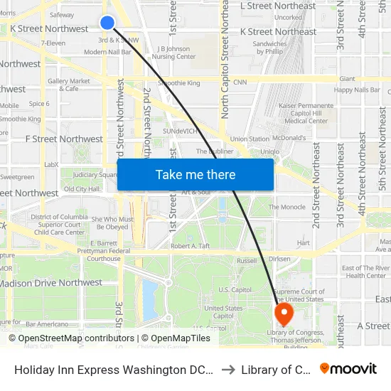 Holiday Inn Express Washington DC Downtown by IHG to Library of Congress map