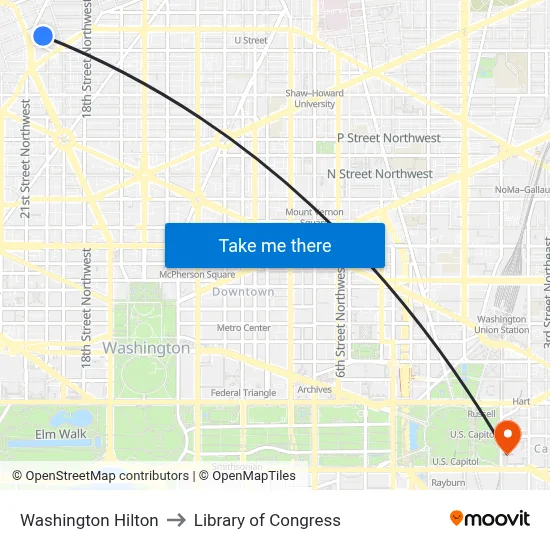 Washington Hilton to Library of Congress map