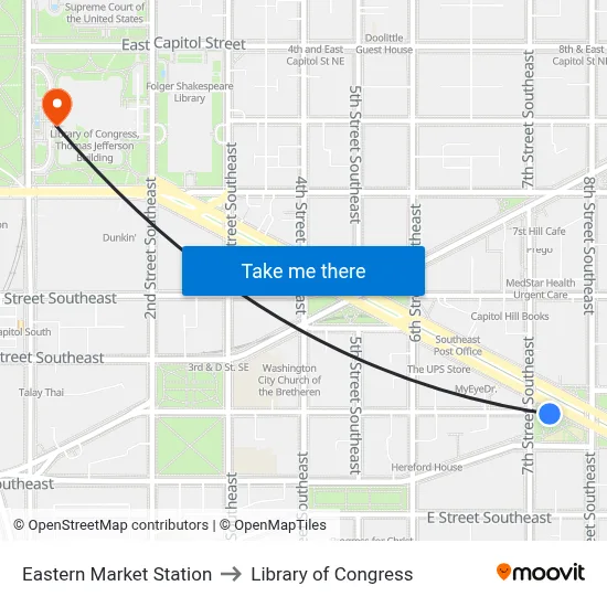 Eastern Market Station, Eastern Market Station, 701 Pennsylvania Ave SE, Washington, DC 20003, USA to Library of Congress map