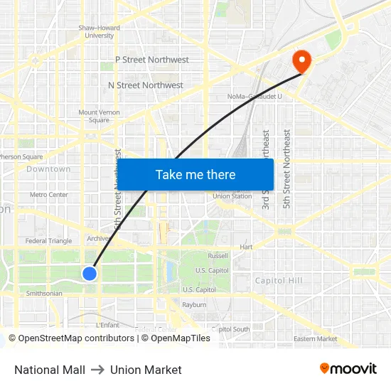 National Mall to Union Market map