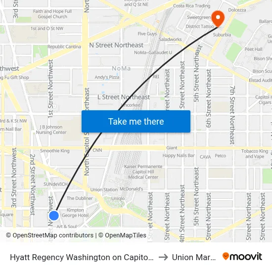 Hyatt Regency Washington on Capitol Hill to Union Market map
