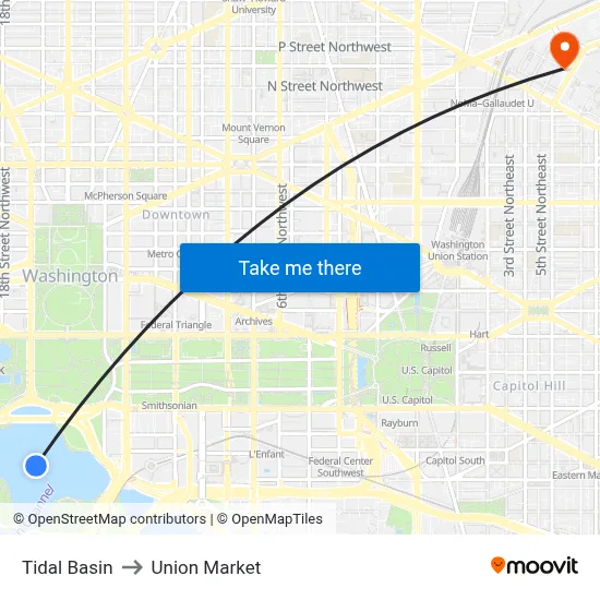 Tidal Basin to Union Market map
