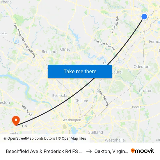 Beechfield Ave & Frederick Rd FS Sb to Oakton, Virginia map