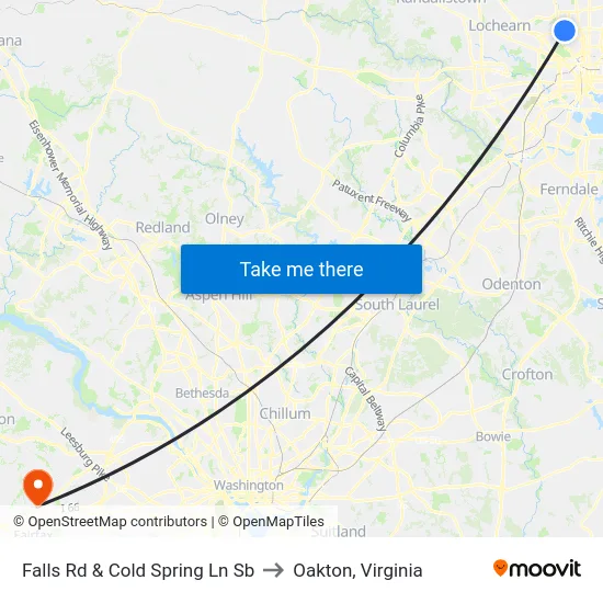 Falls Rd & Cold Spring Ln Sb to Oakton, Virginia map