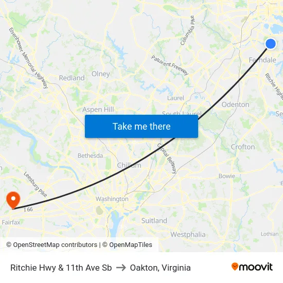 Ritchie Hwy & 11th Ave Sb to Oakton, Virginia map