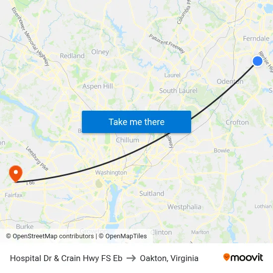 Hospital Dr & Crain Hwy FS Eb to Oakton, Virginia map