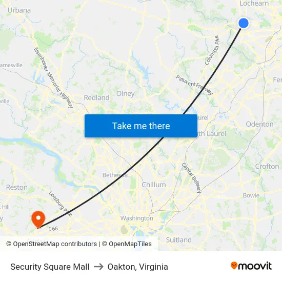 Security Square Mall to Oakton, Virginia map