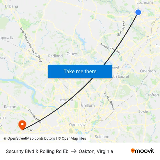 Security Blvd & Rolling Rd Eb to Oakton, Virginia map
