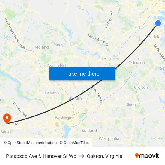 Patapsco Ave & Hanover St Wb to Oakton, Virginia map