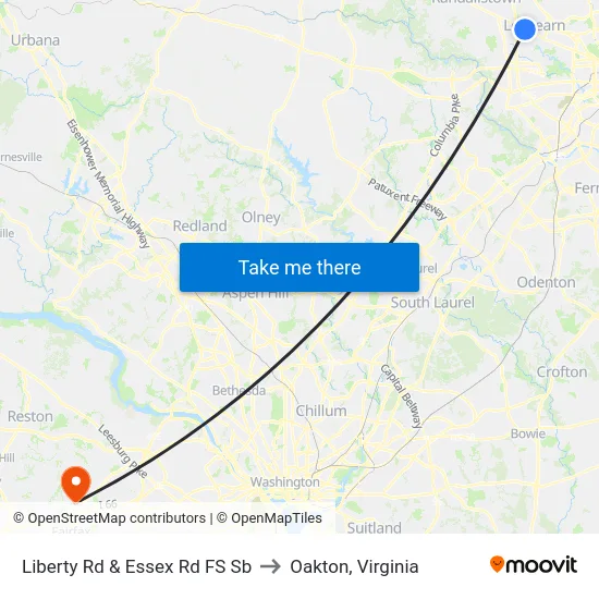 Liberty Rd & Essex Rd FS Sb to Oakton, Virginia map