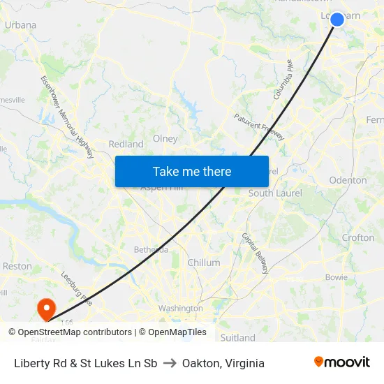 Liberty Rd & St Lukes Ln Sb to Oakton, Virginia map