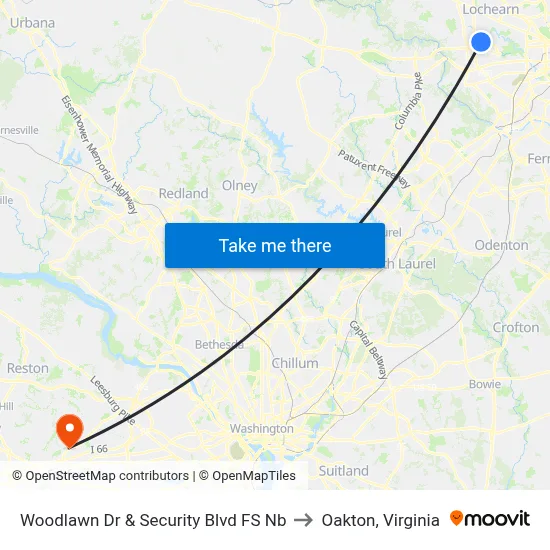 Woodlawn Dr & Security Blvd FS Nb to Oakton, Virginia map